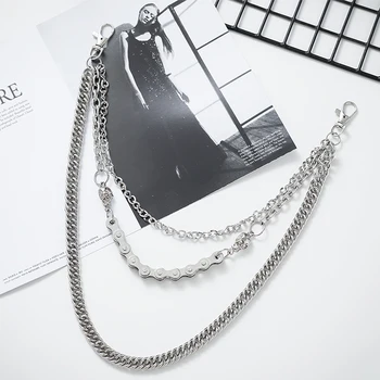 

EWQ / men's wear Punk style ins silver trousers chain personalized hip-hop Tide metal waist hanging chain decoration 9Y197010