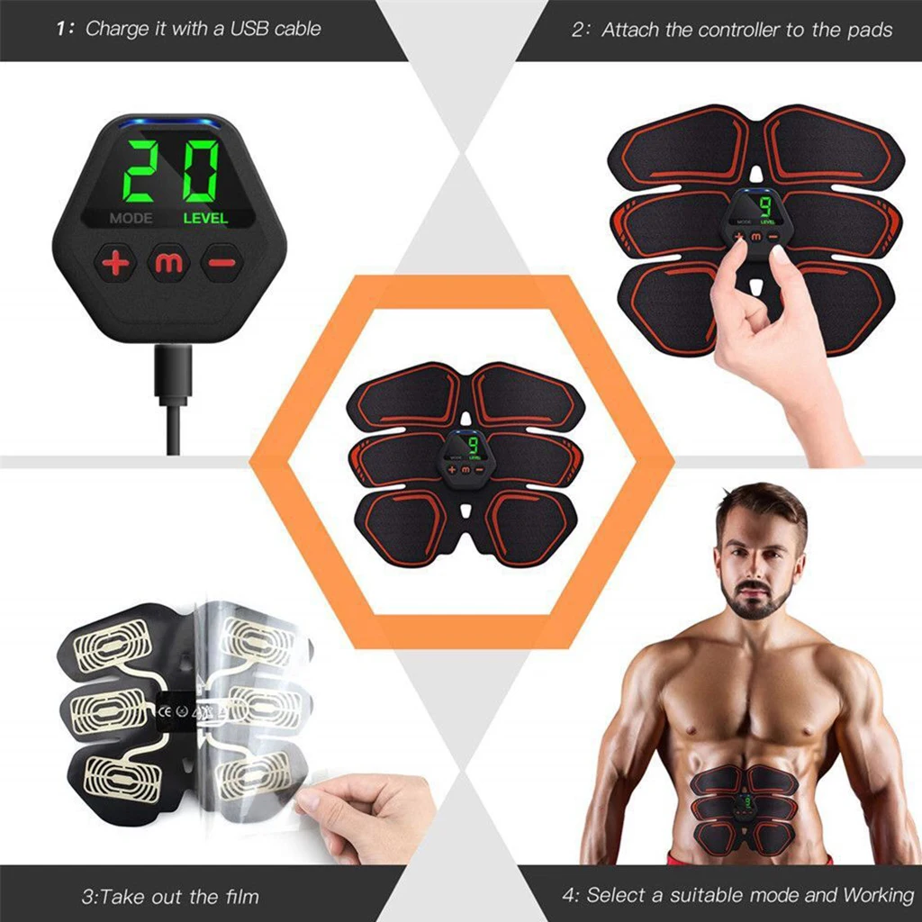 Smart Abdominal Stimulator Abs Arm Trainer Workout Office Exercise Training Belt Abdominal Muscle Stimulator Hip Trainer Toner
