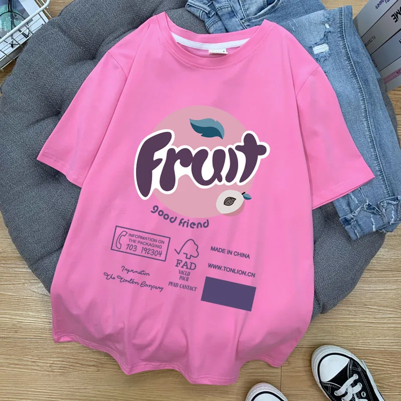 95% cotton Chic Summer New Personality Korean Style Fruit women t-shirts short white Plus Size kawaii harajukuTops Tees TYD26