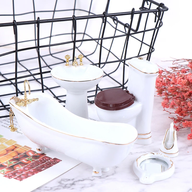 Аксессуары для ванной комнаты керамические наборы кукол 1:12 кукольный домик