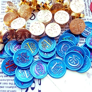 

WCIC Decorative Wax Sealing Stamps Plant Flower 26 Alphabet Letter Retro Wood Wax Seal Stamp Wedding Invitation Sealing Stamp