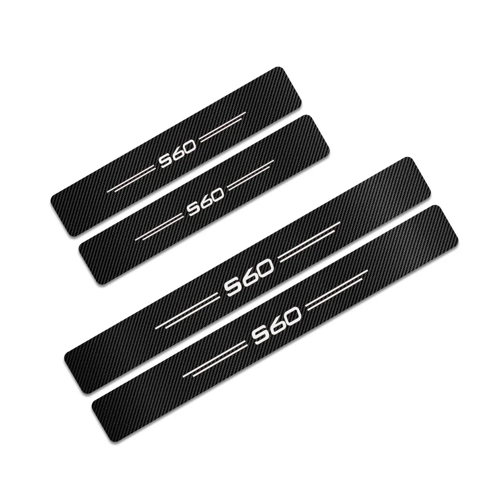 4PCS Car Stickers For Volvo S60 XC90 V40 V50 V60 S60 S90 V90 XC60 XC40 AWD T6 Auto Door Threshold Carbon Protector Accessories - Название цвета: S60