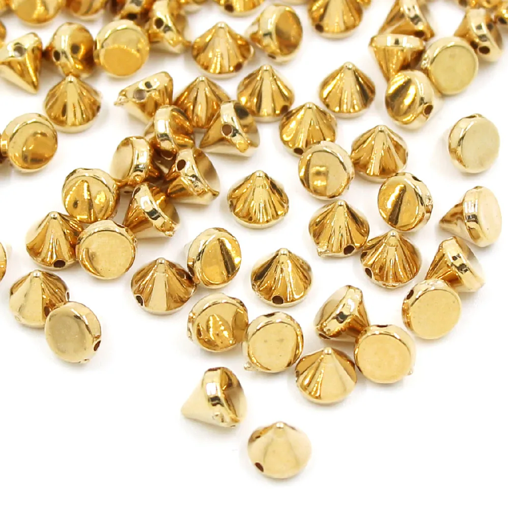 100Pcs 6/8/10/12mm Cone Plastic Spikes And Studs 2-Holes Sew CCB Leather Rivets Silver Gold Black Punk DIY Crafts For Bags Metal rivets,belt strap rivets,copper rivets,leather rivets