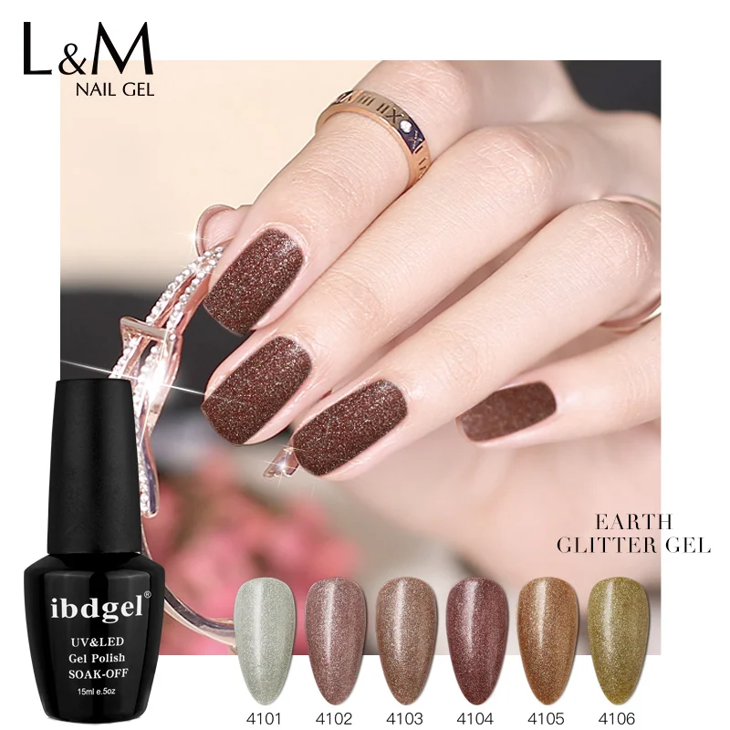 3pcs ibdgel Earth Glitter Gel Polish 2 Steps UV Led Nail Polish Gel Varnish 15ml Manicure Semi Permanent Nail Art No Need Top