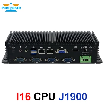 Partaker Linux Mini PC Intel J1900 Dual Lan Fanless Industrial Computer Support GPIO SIM Slot 6 RS232 COM Port For Win 7 Win 10 qotom 6 com dual lan pentium processor 3805u 2m cache on board mini itx board suitable for pos machine kiosk device