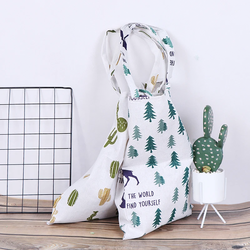 30*42 см Новинка 1 шт Пайн кактус Льняная сумка tote ECO shopping уличные холщовые сумки