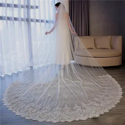 Custom Made 3M Wedding Veils 2019 Long Cathedral Length Bridal Veils with Comb Vestido De Noiva Lace Appliques Wedding Veil