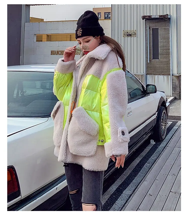 XITAO Женская парка из овечьей шерсти размера плюс, толстое теплое зимнее пальто с высоким воротником, Женская трендовая уличная одежда DMY1087