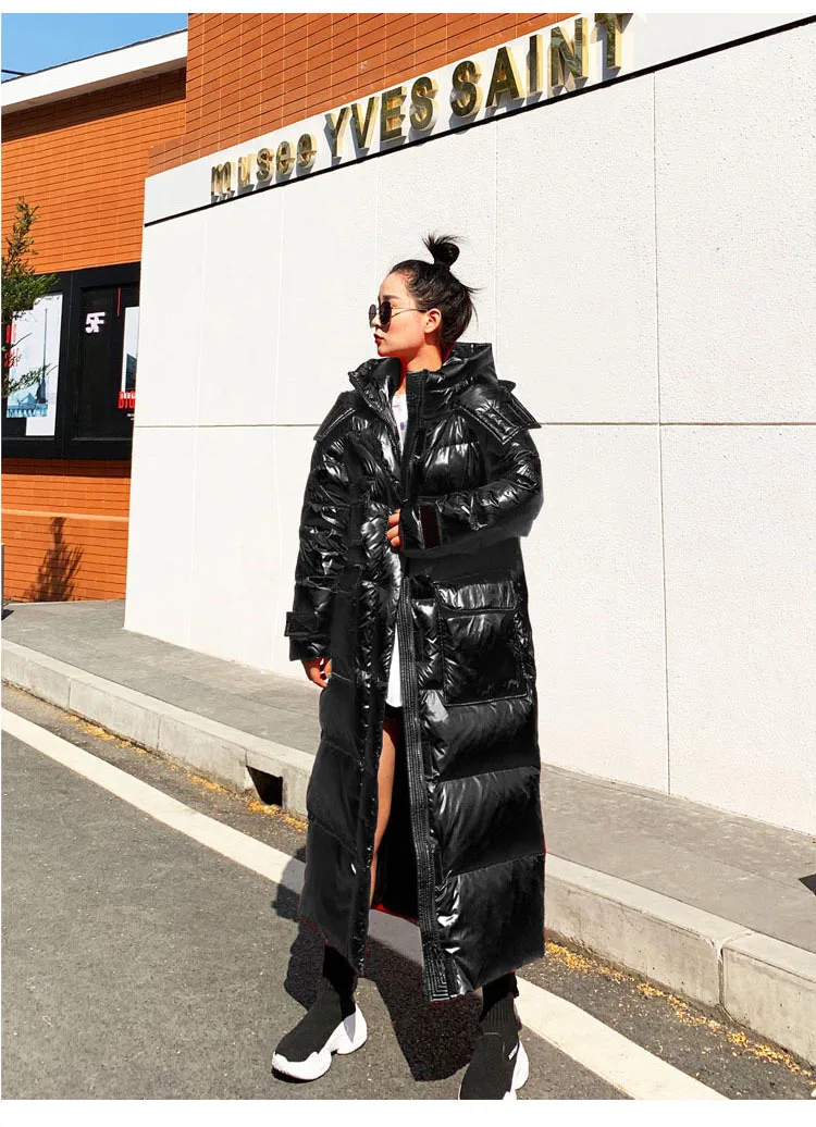 Новое зимнее женское пальто с большими карманами, Женская куртка, стильные женские пальто, длинные черные женские парки с капюшоном высокого качества MY281