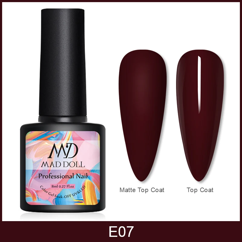 MAD DOLL 1 бутылка 8 мл УФ-гель для ногтей сладкие розовые фиолетовые цвета замочить от УФ-гель-лака One-shot длительный гель для ногтей - Цвет: E07