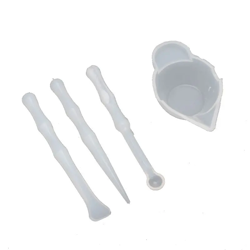 

4Pcs Silicone Mixing Cups Stirrers Spoon Scraper DIY Resin Jewelry Tools Kit
