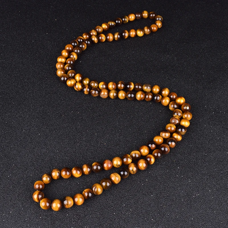 Fashion Tiger Eye Stone Beaded Necklaces Men Meditation Yoga Natural Stone Necklaces