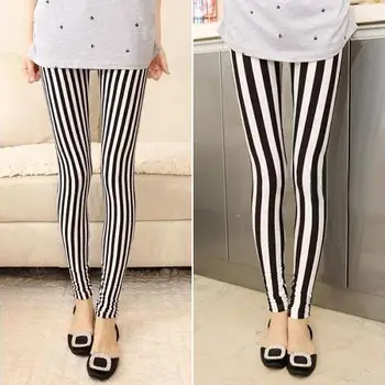 

Women's Fashion Comfortable Slim Fits Black White Vertical Stripes Leggings Tights Sexy, Slim Fits, Great Elastic, Comfortable,