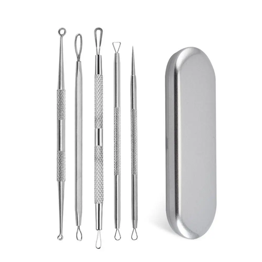 

5pcs/set Acne Pimple Comedone Blackhead Remover Tool Spoon Care For Face Cleaner Needles Pore Skin Tool M0Z0