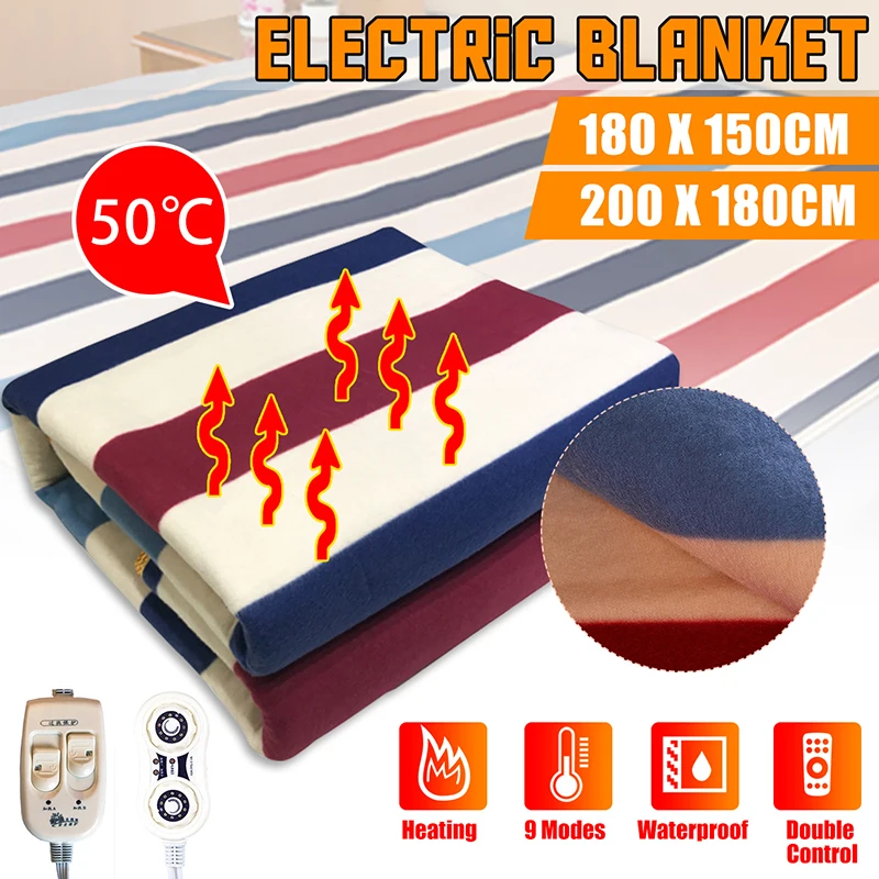 

180x150cm/200x180cm Automatic Electric Heating Thermostat Throw Blanket Double Body Warmer Bed Mattress Electric Heated Carpet