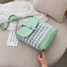 INS сумка-мешок женская сумка стиль Мода корейский стиль универсальный большой объем модная клетчатая Холщовая Сумка через плечо
