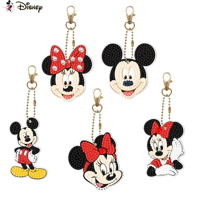 Disney 5D Diamond Painting Keychain Special Rhinestone Cartoon Mickey Minnie Mouse Embroidery DIY Craft Key Chain Accessories