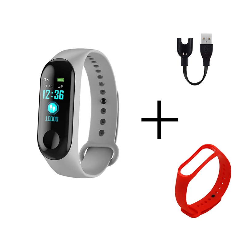 Смарт-часы M3 для мужчин и женщин, пульсометр, кровяное давление, фитнес-трекер, умные часы, спортивные Смарт-часы для IOS, Android - Цвет: Gray Red