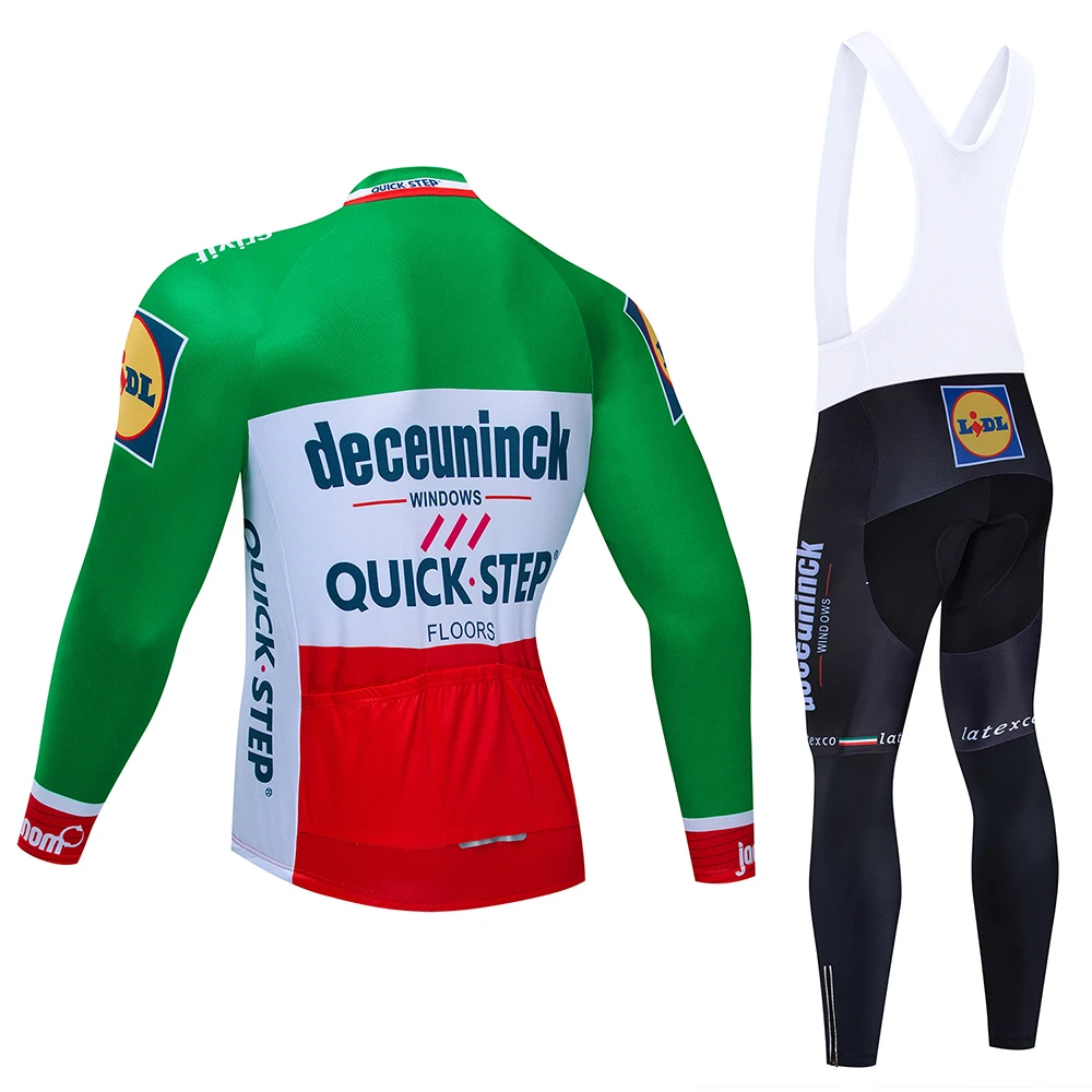 Pro Team QUICK STEP Cycling Jersey 9D Bib Set Belgium Bike Clothing Mens Winter Thermal Fleece Bicycle Clothes Cycling Wear