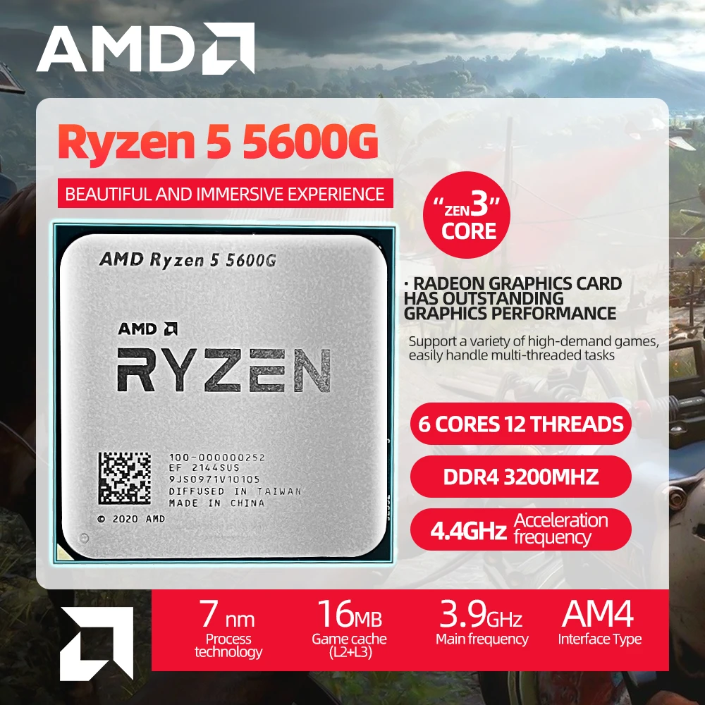 AMD New Ryzen 5 5600G R5 5600G CPU New Game Processor Socket AM4 3.9GHz Six-Core Twelve-Thread 65W DDR4 Desktop Accessories laptop processor