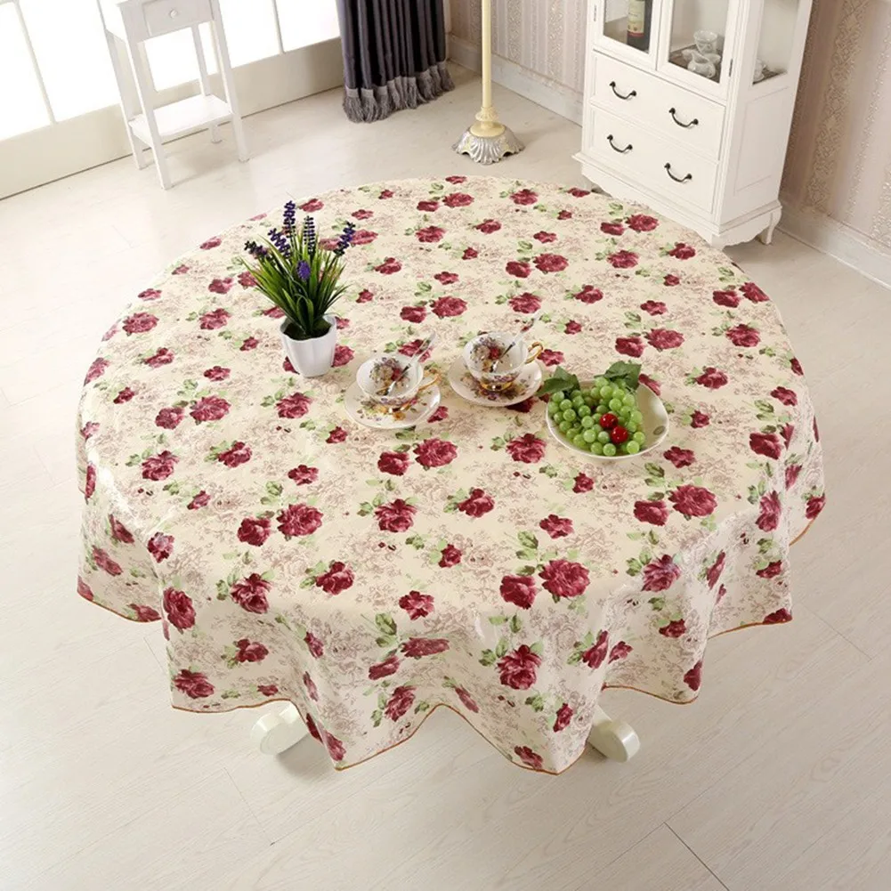 Round Table Cloth PVC Tablecloth Overlays Waterproof Wedding Baby Shower Birthday Banquet Decor Home Dining Table Cover 180cm table cloth