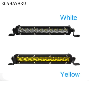 

2Pcs ECAHAYAKU Super Slim 7" LED Light Bar 30W LED Grill Light White Yellow For SUV 4X4 ATV Off Road LED Fog Light Luggage Light