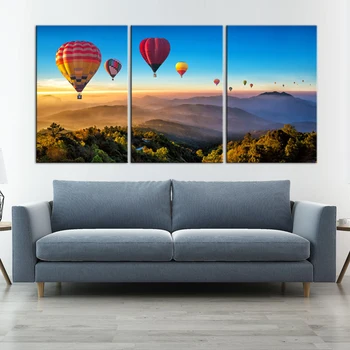 

Colorful Hot Air Balloon Wallpaper Large Canvas Art Cheap Painting Hot Air Balloons Flying Over Mountain Prints Wall Art Decorat