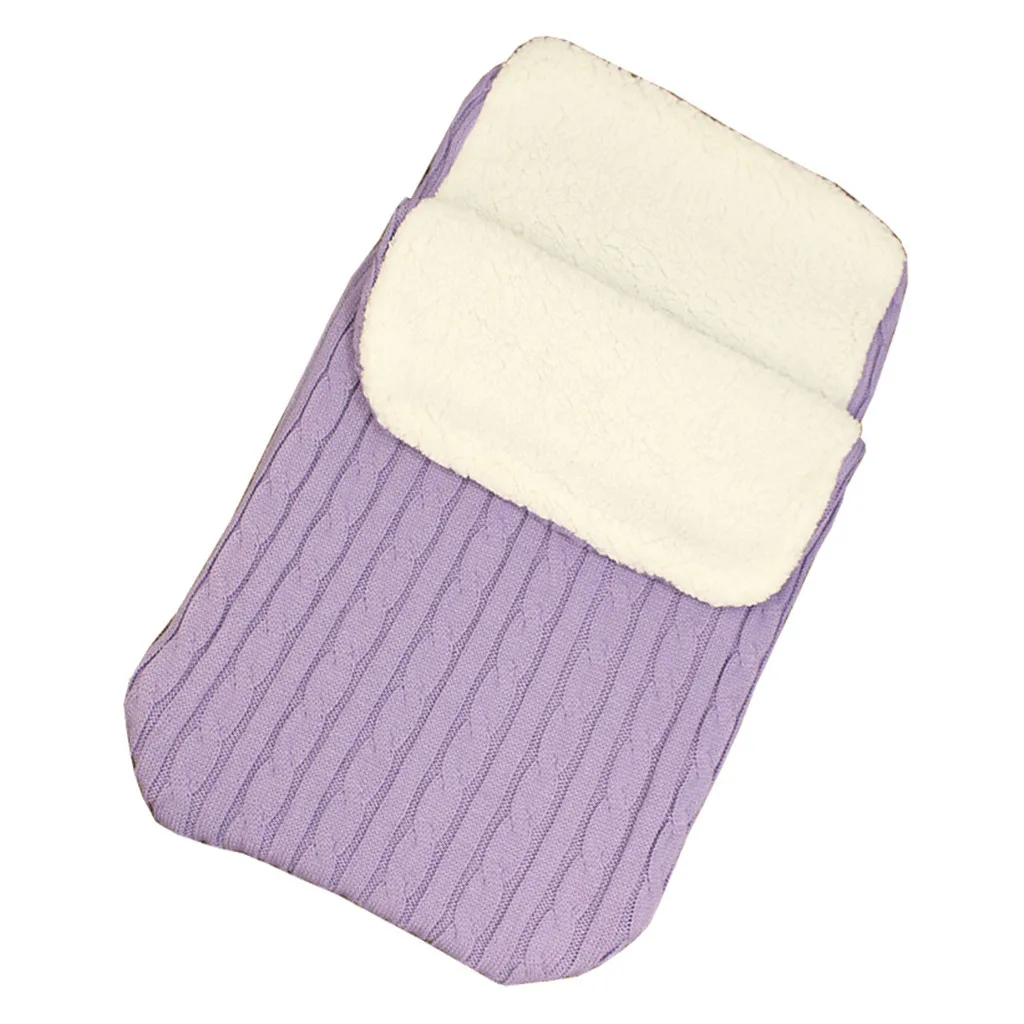 Вязаное Пеленальное Одеяло с капюшоном для новорожденных от 0 до 12 месяцев теплый спальный мешок для коляски зимнее мягкое одеяло для младенцев - Цвет: G