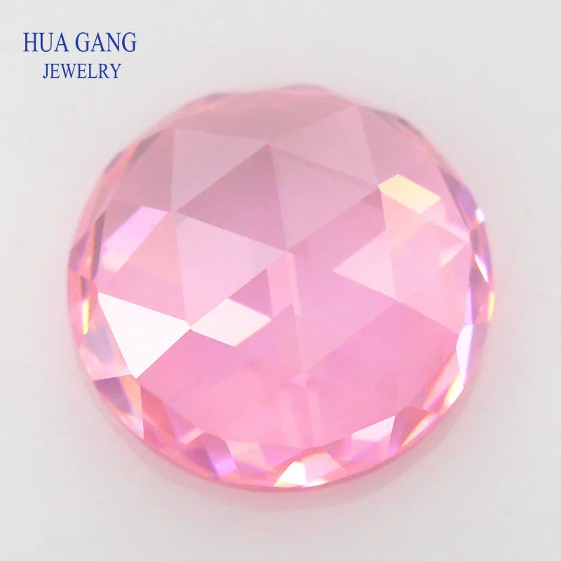 PinkRoseCutRoundShapeCubicZirconiaStoneFlatBottomCZBrilliant