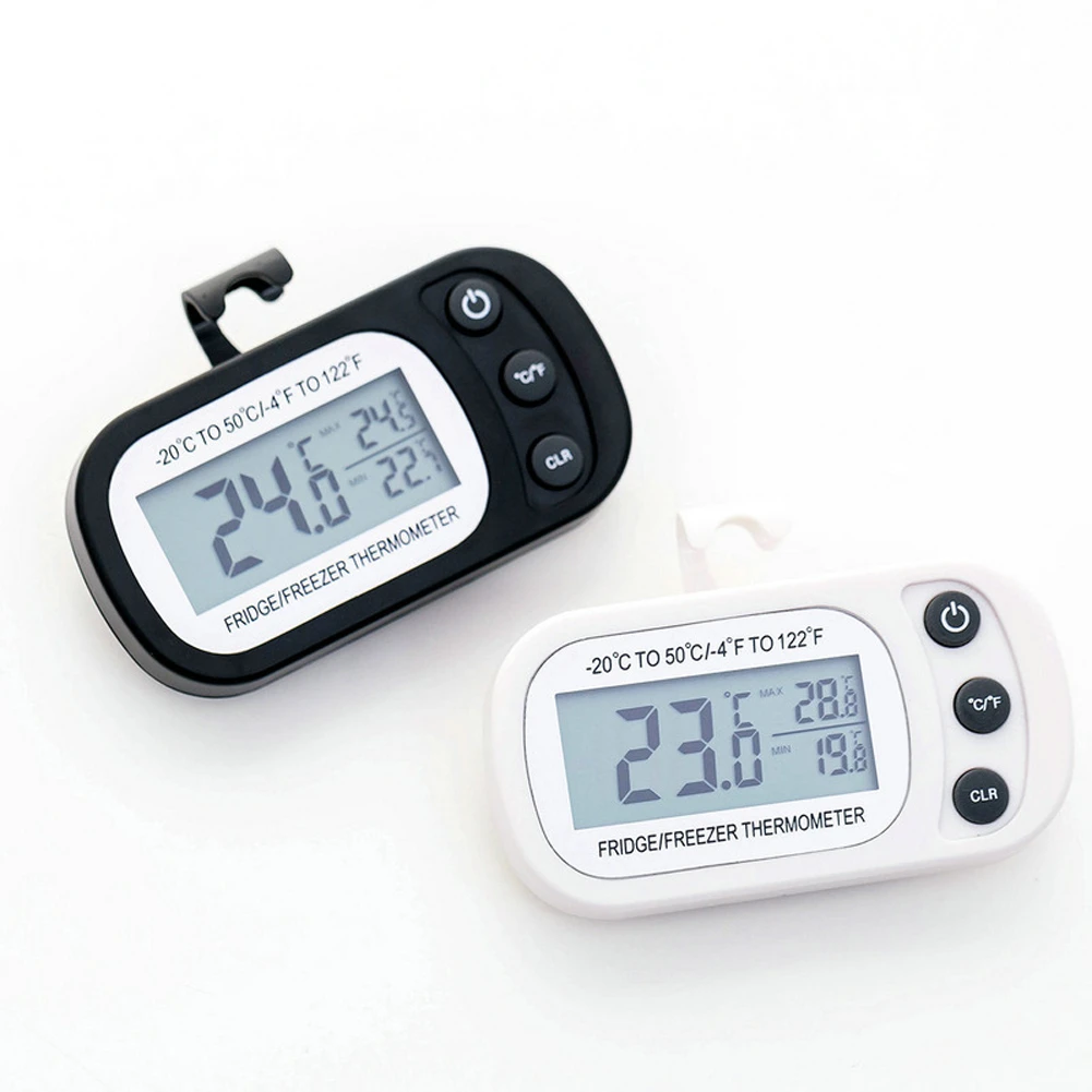 9 Digital Refrigerator Freezer Thermometer Fridge Room Thermometer Waterproof Cooler Temperature Thermometer with Max Min Record Function Large LCD Display