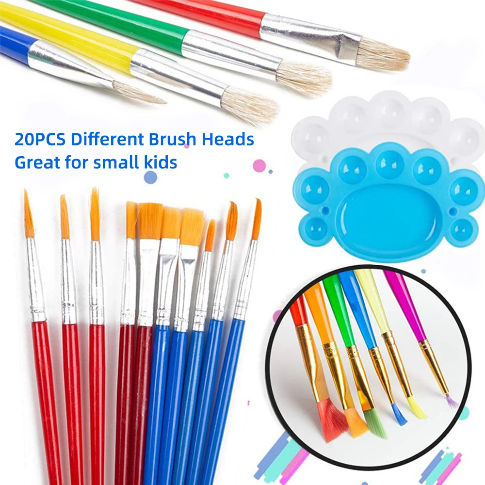 Kit de pincéis de pintura infantil Dan&Dre com 30 peças, pincéis e esponjas  divertidos para crianças aprenderem a pintar, suprimentos de arte, não  tóxico, 100% seguro para bebês