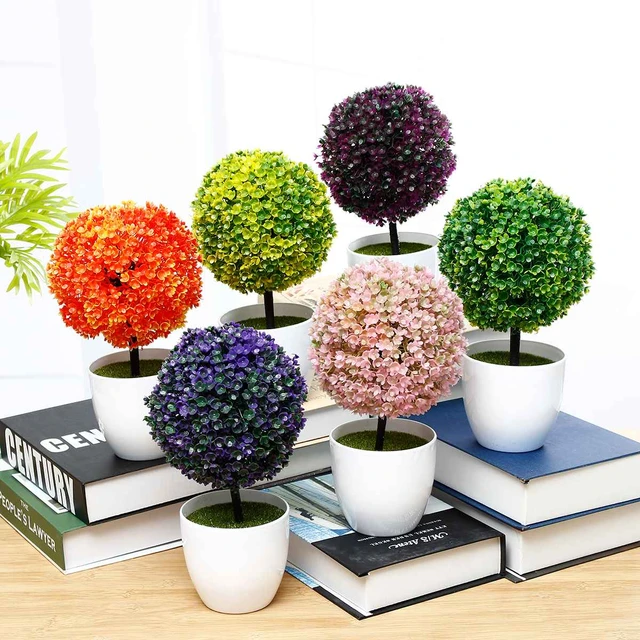 Mini plantas artificiales en maceta, 6 piezas, decoración del hogar -  AliExpress