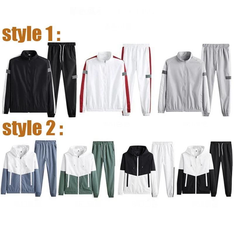 Big Size Patchwork Hip Hop Casual Men's Sets Korean Style 2 Pieces Sets Clothes Men Streetwear Outdoor Sports Fitness Tracksuit mens two piece sets