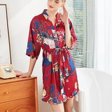 Мода невесты Свадебный халат серый леди кимоно банное платье пижамы большого размера пеньюар с цветочным принтом вечерние подарок@ 50