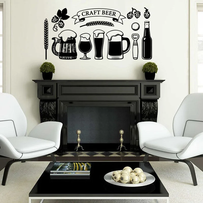 Large Craft Beer Glass Wine Wall Sticker Beer Bar Alcohol Drinking Pub Wall Decal Beer Wine Vinyl Decor (2)