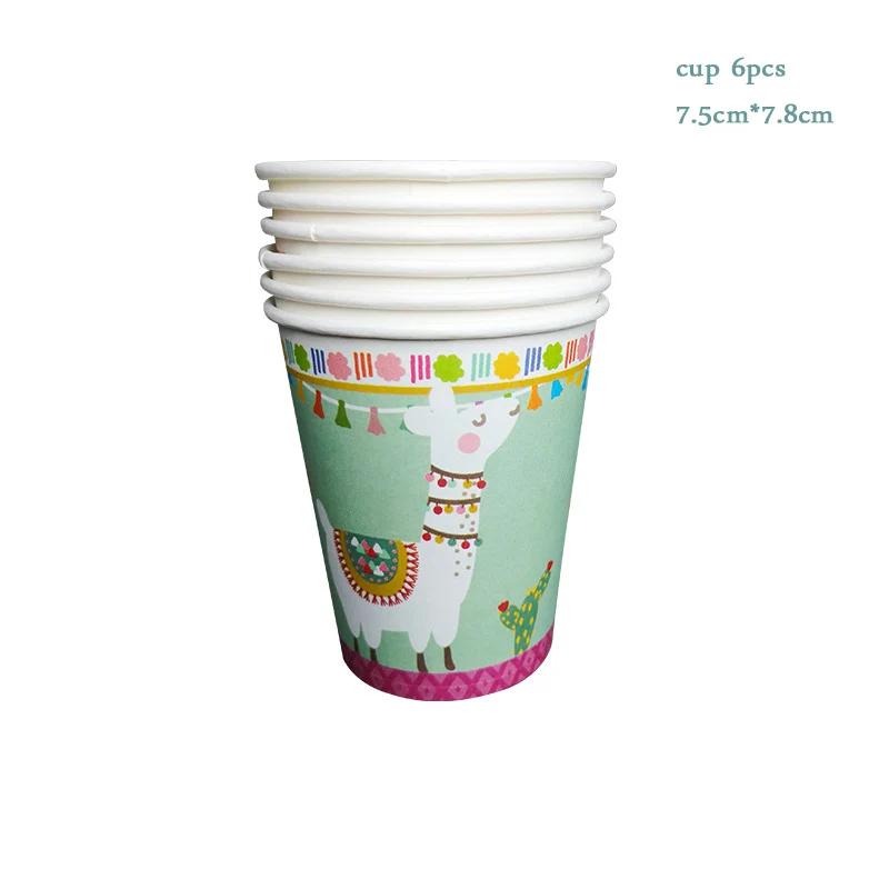 6pcs cup 20 шт. салфетки в виде цветов альпаки, ламы, кактуса, декор для дня рождения, для девочек и мальчиков, единорог, тропические салфетки в виде ламы, вечерние салфетки для декупажа - Цвет: 6pcs cup