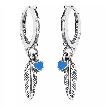 

Authentic 925 Sterling Silver Earring Spiritual Feathers Hanging Earrings For Women Wedding Party Gift Fine Jewelry