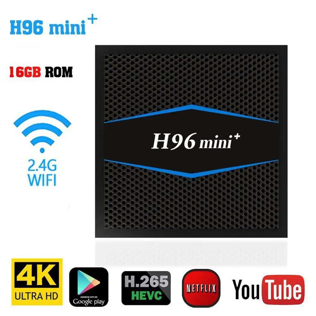 H96 mini+ HD сетевая tv-приставка инфракрасный пульт дистанционного управления четырехъядерный wi-fi-комплект Android TF, U диск 7,1 без Bluetooth - Цвет: black