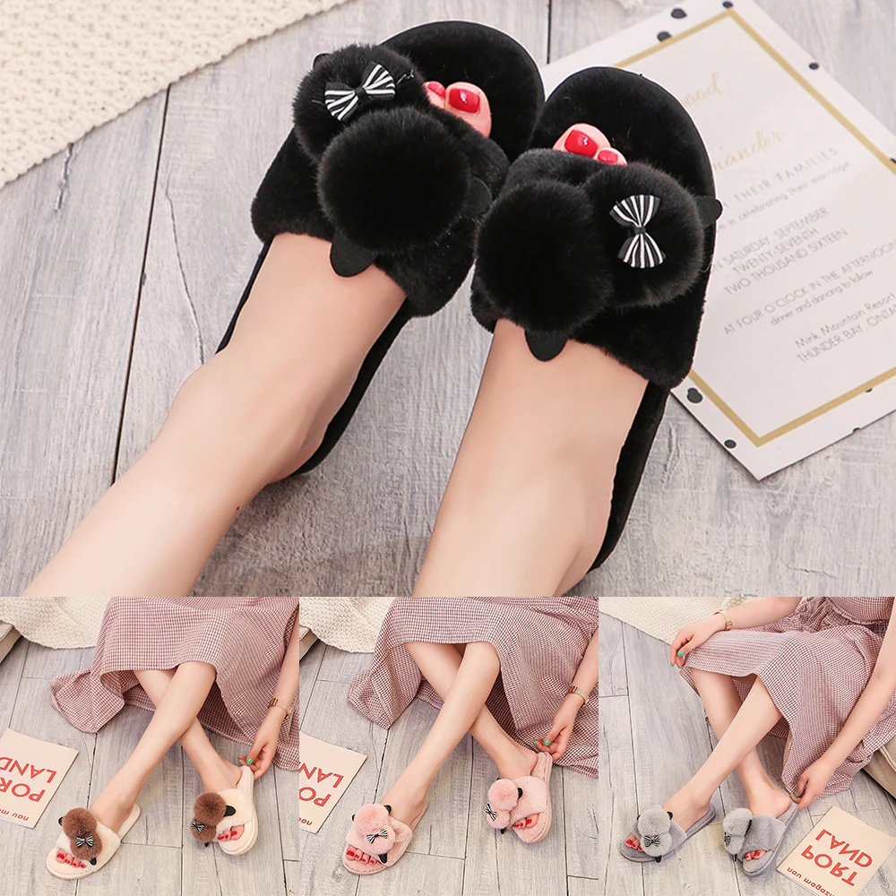 SHUJIN Female Cartoon Plush Doll Slippers Cute Ladies Cotton Indoor Shoes Women Slippers Open Toe Home Shoes New Women Footwear