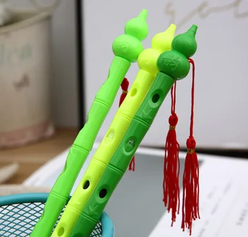 

100pcs/Lot New Gel Pen Hulusi Creative Chinese Style Instrument Red Rope Black Students Signature Pen Writing Supplies GP639