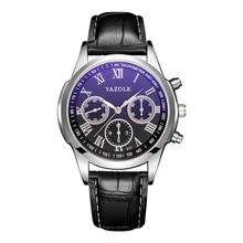 Брендовые Часы yazole бизнес ремень мужские часы модные кварцевые часы с подсветкой уникальные кожаные часы для отдыха Relogio Masculino