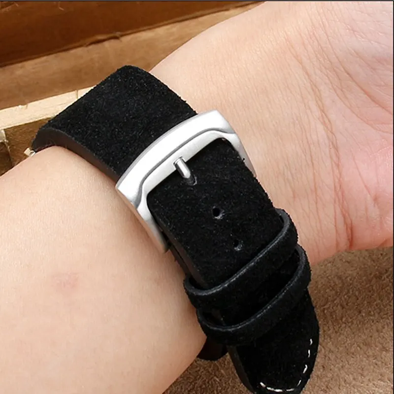 Onthelevel Cow Suede Leather Watchband 23mm Black Brown Gray Leather Strap With With Quick Release Bar For Mido Watch #D