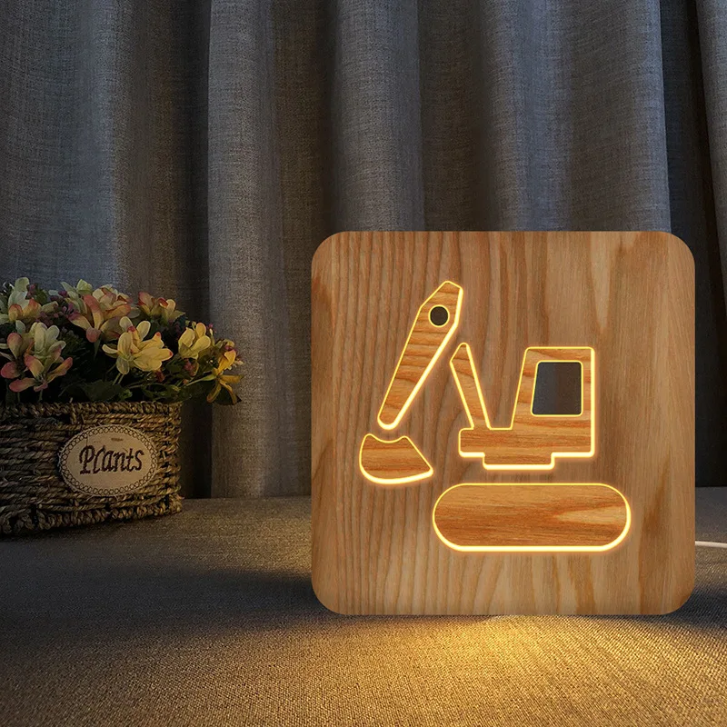 

Excavator Cool Ornaments Wooden Lights Home Night Lights Holiday Lights Halloween Lights LED Christmas Lights