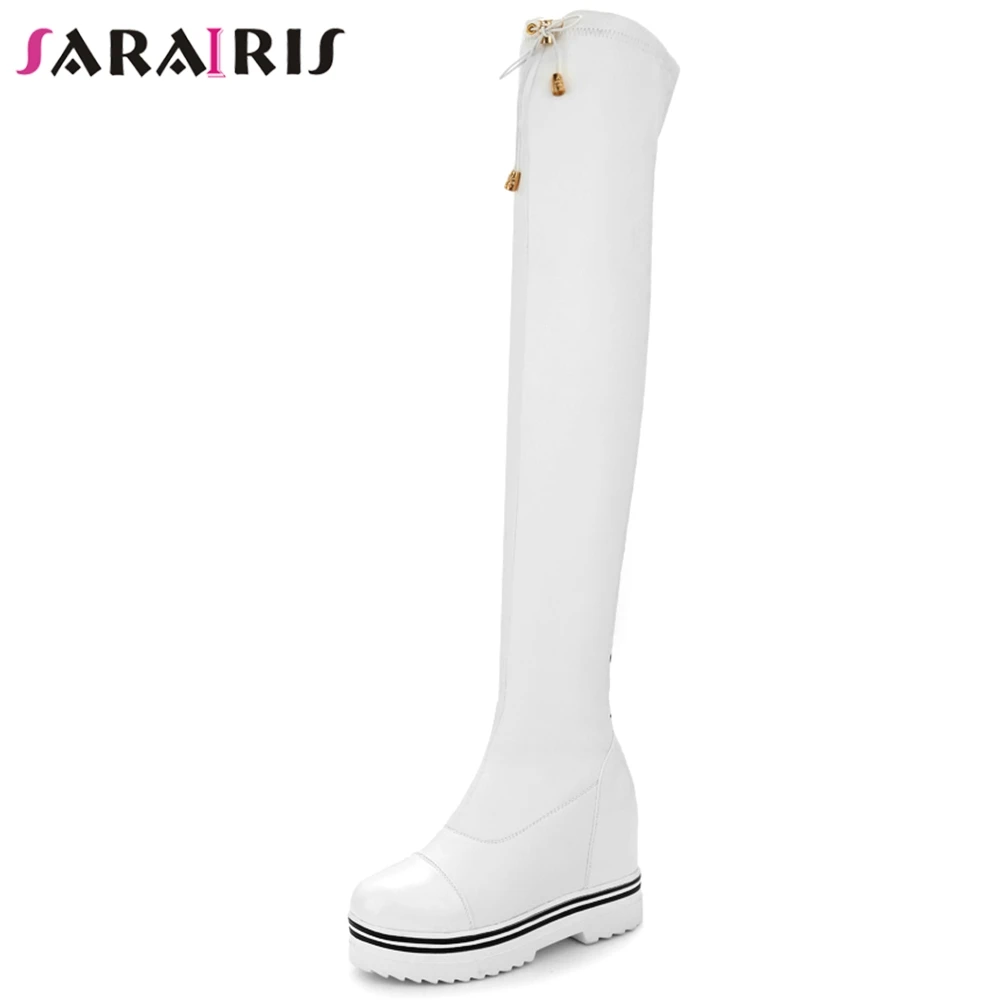 

SARAIRIS Brand Female Platform Round Toe Increasing Height Boots 2020 Slip On Winter Boots Women Over The Knee Shoes Woman