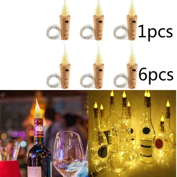 

1pcs / 6pcs 2M 20LED Candle Cork Light Bottle Candle Lamp Copper wire string lights Warm White Wine Cork Lights Home Decor
