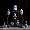 Jingdezhen pure handmade hand painted small vase living room tea table antique blue and white porcelain mini flower arrangement 5