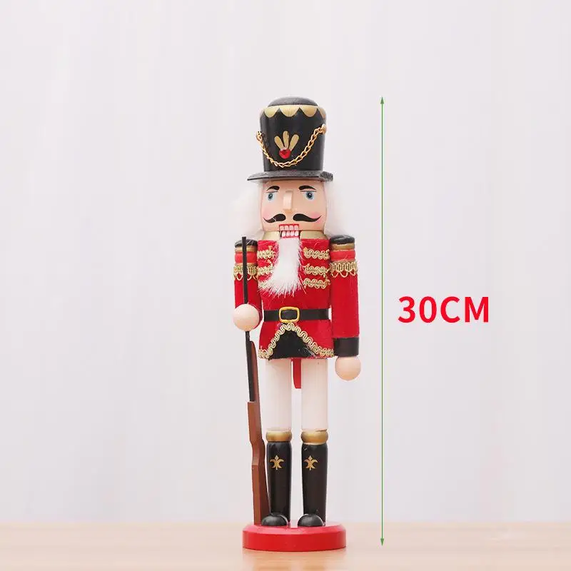 AMKOY 30CM Wooden Nutcracker Soldiers Doll Ornament Soldier With Cloak Shape Puppet Decoration Home Office Christmas Gift Toy - Цвет: G