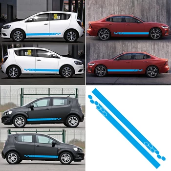 

2PCS Creative Side Door Body Sticker Square Grid Racing Stripes Full Car Sticker Decoration Car Stickers and Decals
