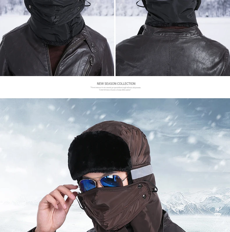 Men's Hat Winter Cotton Cap Thick qi che mao Women's Youth Winter Wind-Resistant Cold Earmuff Masks Elderly Ushanka