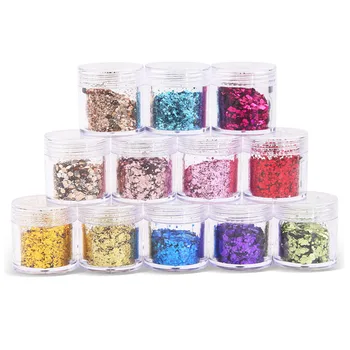 

12pcs Holographic Glitter Powder Shining Nail Body Glitter Set Colorful Irregular Flakes Sequins Nail Art Decorations Palliette